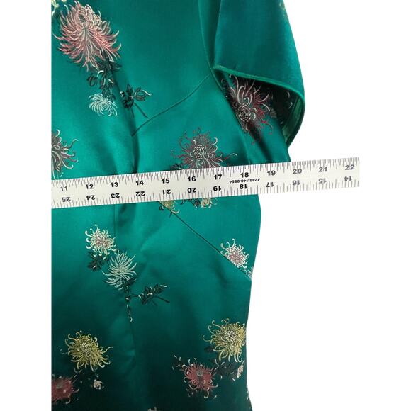 Chinese Style Qipao Dress Emerald Green Long Formal Silk Satin Wedding Party - Picture 7 of 8